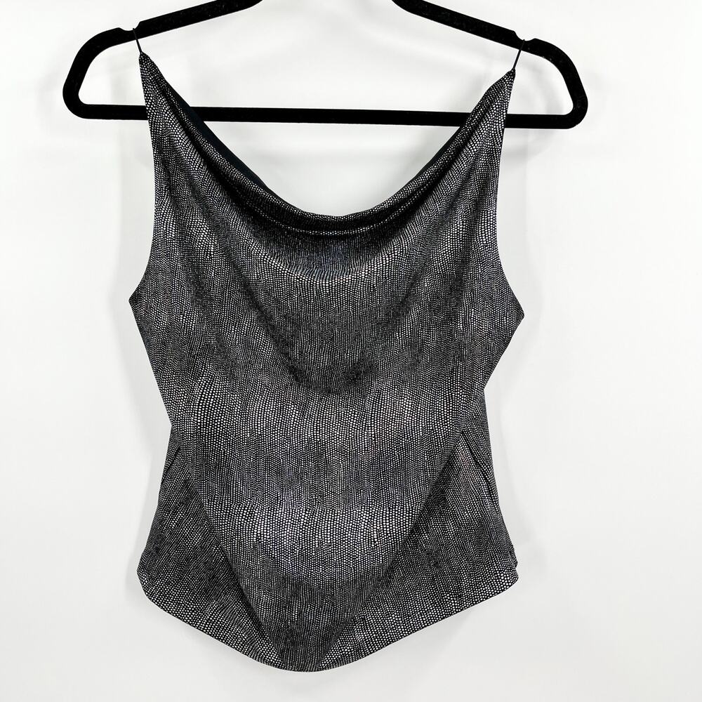 Y2K Clubbing Top Cowl Neck Slinky Metallic Going Out Top